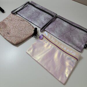 Ipsy Cosmetic Bag Bundle (4) • Metallic & Glitter Makeup Pouches
